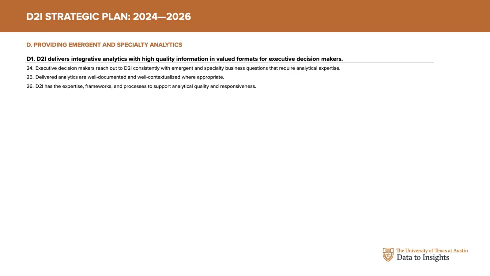 Emergent and Specialty Analytics Emergent and Specialty Analytics